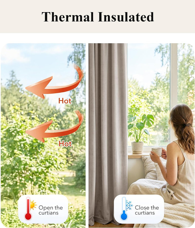 Velvet Curtains Blackout Thermal Insulated