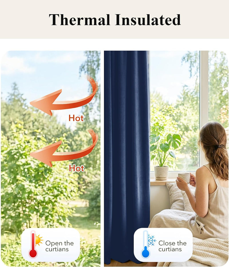 Velvet Curtains Blackout Thermal Insulated
