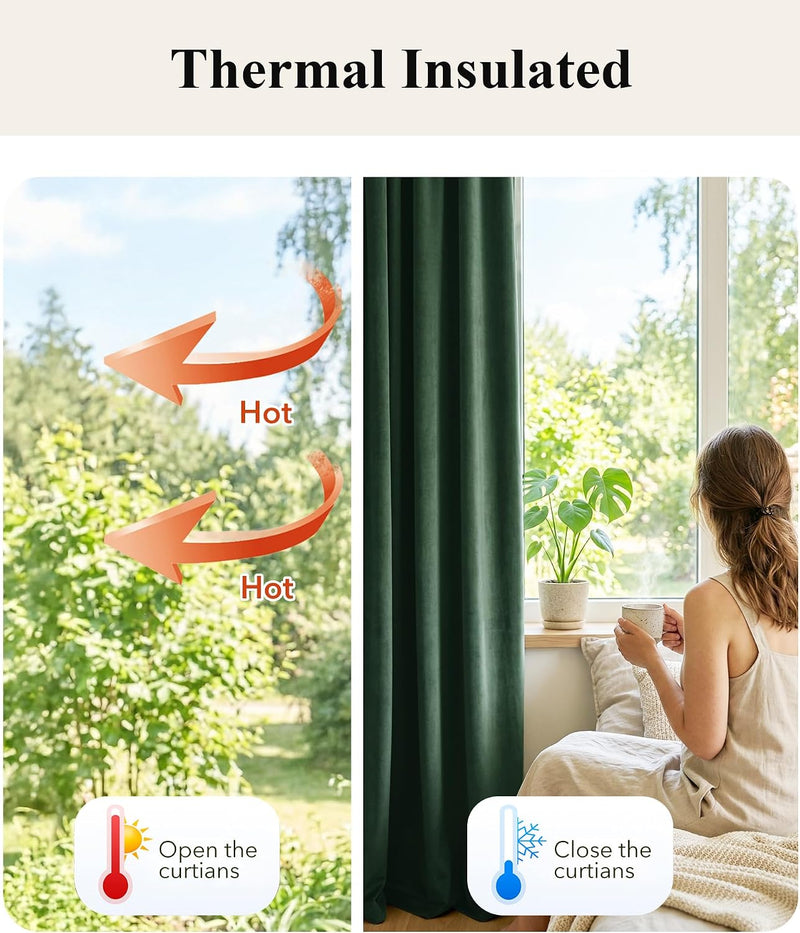 Velvet Curtains Blackout Thermal Insulated
