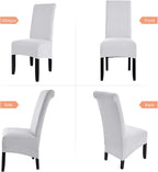 Velvet Large Size Dining Chair Covers Stretch Room (Set of 6)