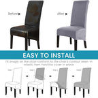 Velvet Large Size Dining Chair Covers Stretch Room (Set of 6)