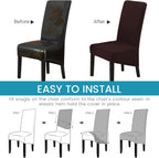 Velvet Large Size Dining Chair Covers Stretch Room (Set of 6)