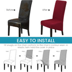 Velvet Large Size Dining Chair Covers Stretch Room (Set of 6)