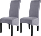 Velvet Large Size Dining Chair Covers Stretch Room (Set of 6)