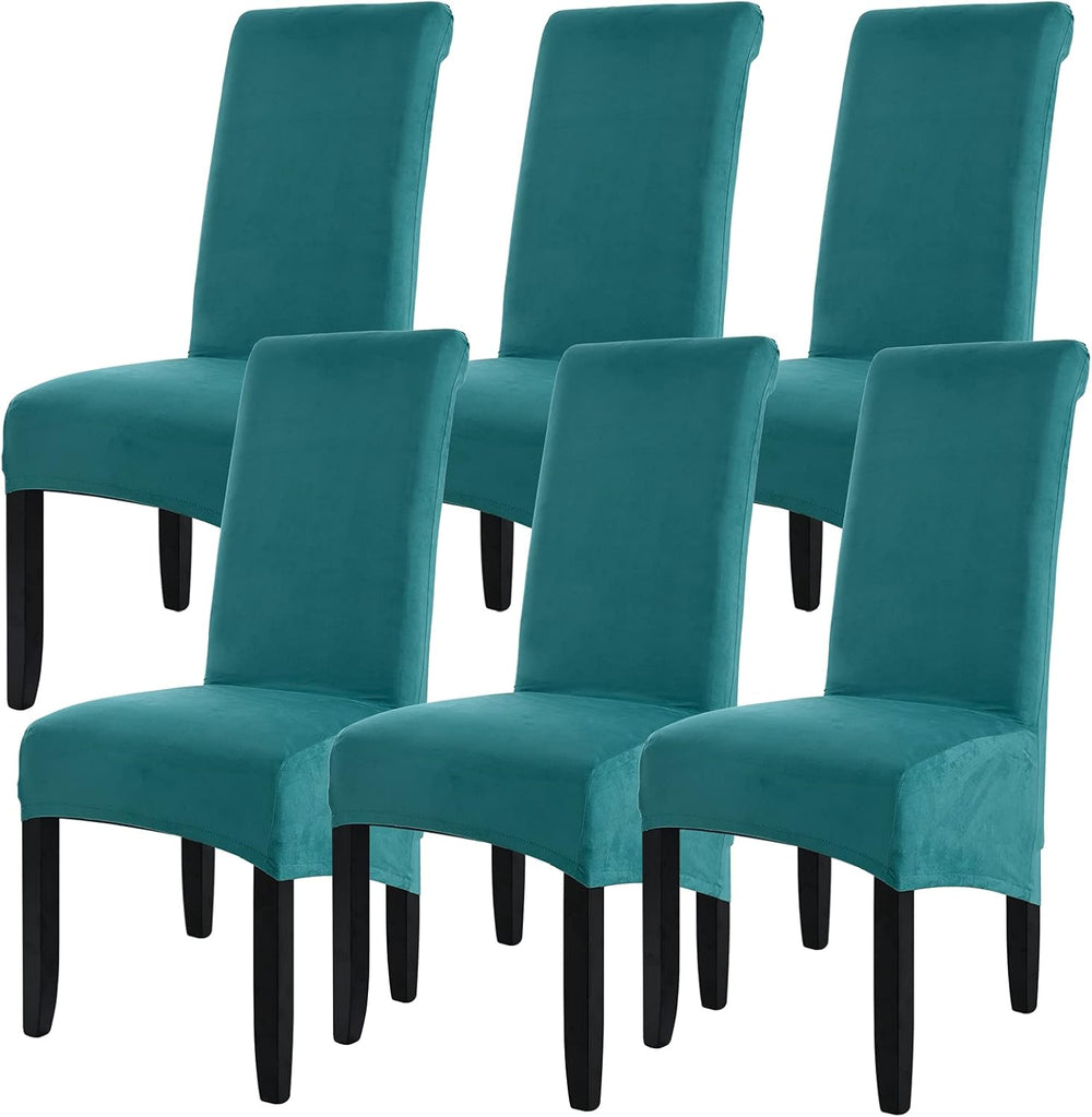 Velvet Large Size Dining Chair Covers Stretch Room (Set of 6)