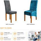 Velvet Large Size Dining Chair Covers Stretch Room (Set of 6)
