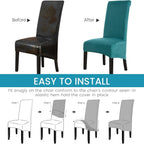 Velvet Large Size Dining Chair Covers Stretch Room (Set of 6)