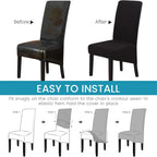 Velvet Large Size Dining Chair Covers Stretch Room (Set of 6)
