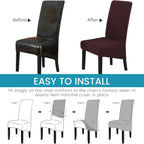 Velvet Large Size Dining Chair Covers Stretch Room (Set of 6)