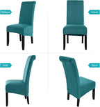 Velvet Large Size Dining Chair Covers Stretch Room (Set of 6)
