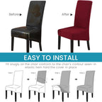 Velvet Large Size Dining Chair Covers Stretch Room (Set of 6)