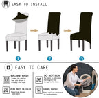 Velvet Large Size Dining Chair Covers Stretch Room (Set of 6)
