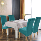 Velvet Large Size Dining Chair Covers Stretch Room (Set of 6)