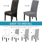 Velvet Large Size Dining Chair Covers Stretch Room (Set of 6)