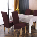 Velvet Large Size Dining Chair Covers Stretch Room (Set of 6)