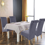 Velvet Large Size Dining Chair Covers Stretch Room (Set of 6)