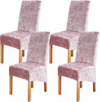 Velvet Large Size Dining Chair Covers Stretch Room (Set of 6)