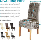 Velvet Large Size Dining Chair Covers Stretch Room (Set of 6)