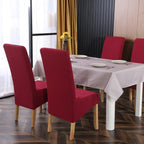 Velvet Large Size Dining Chair Covers Stretch Room (Set of 6)