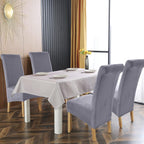 Velvet Large Size Dining Chair Covers Stretch Room (Set of 6)