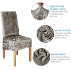 Velvet Large Size Dining Chair Covers Stretch Room (Set of 6)
