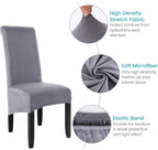 Velvet Large Size Dining Chair Covers Stretch Room (Set of 6)