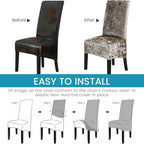 Velvet Large Size Dining Chair Covers Stretch Room (Set of 6)