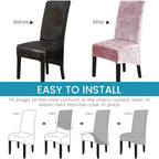 Velvet Large Size Dining Chair Covers Stretch Room (Set of 6)