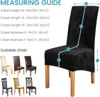 Velvet Large Size Dining Chair Covers Stretch Room (Set of 6)