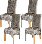 Velvet Large Size Dining Chair Covers Stretch Room (Set of 6)
