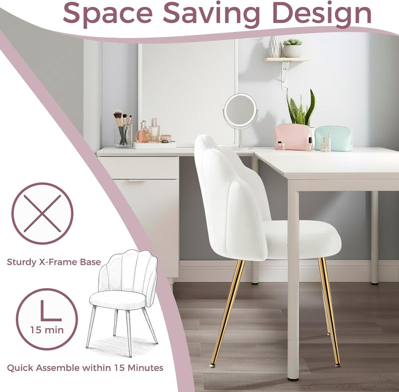 Velvet Shell Chair with Legs Vanity for Bedroom