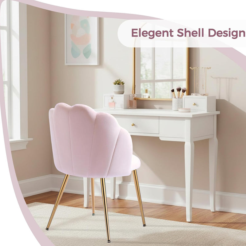 Velvet Shell Chair with Legs Vanity for Bedroom