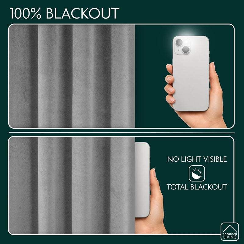 Velvet Thermal 100% Blackout Curtains with Tape Top