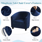 Velvet Tub Chair Slipcover High Stretch Club Covers