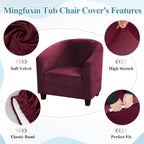 Velvet Tub Chair Slipcover High Stretch Club Covers