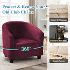 Velvet Tub Chair Slipcover High Stretch Club Covers
