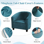 Velvet Tub Chair Slipcover High Stretch Club Covers