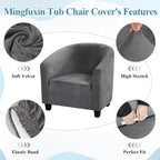 Velvet Tub Chair Slipcover High Stretch Club Covers