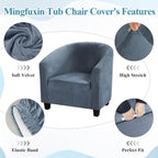 Velvet Tub Chair Slipcover High Stretch Club Covers