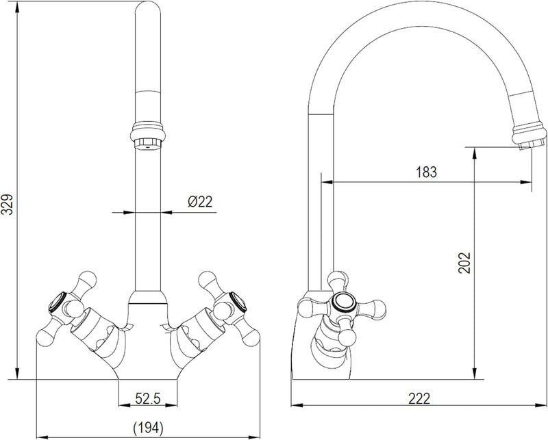 Venetian Mono Kitchen Sink Mixer Tap with Finish