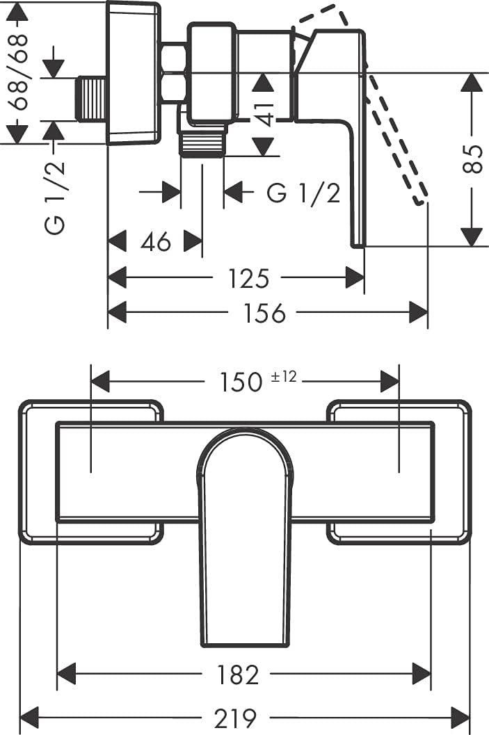 Vernis Shape Single Lever Bath Mixer for Exposed