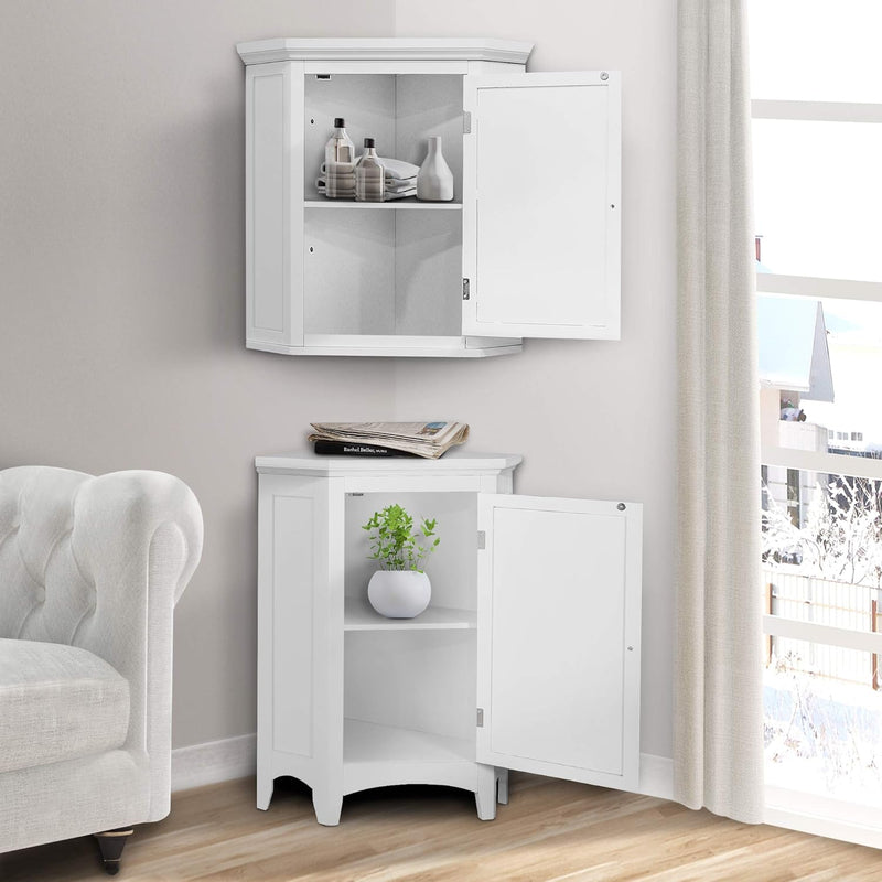 Versanora Glancy Freestanding Corner Floor Cabinet with Faux