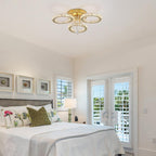 Modern Crystal Chandelier LED 3-Oval Flush Mount Ceiling