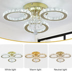 Modern Crystal Chandelier LED 3-Oval Flush Mount Ceiling