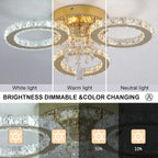 Modern Crystal Chandelier LED 3-Oval Flush Mount Ceiling