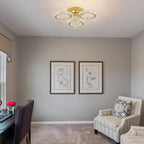 Modern Crystal Chandelier LED 3-Oval Flush Mount Ceiling