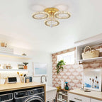 Modern Crystal Chandelier LED 3-Oval Flush Mount Ceiling