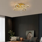Modern Crystal Chandelier LED 3-Oval Flush Mount Ceiling