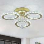 Modern Crystal Chandelier LED 3-Oval Flush Mount Ceiling