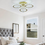 Modern Crystal Chandelier LED 3-Oval Flush Mount Ceiling